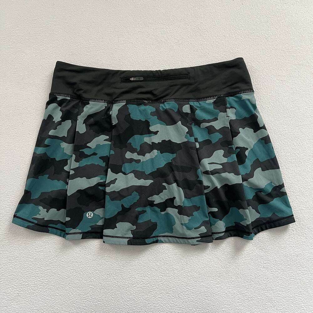 Lululemon Pace Rival Mid-Rise Skirt Heritage 365 Camo Tidewater Teal 8 Tall